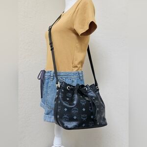 MCM Black Small Bucket Shoulder Crossbody Bag AUTHENTIC